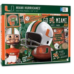 You the Fan! 500 Pc Puzzle NCAA MIAMI Hurricanes Florida Football Retro NIP